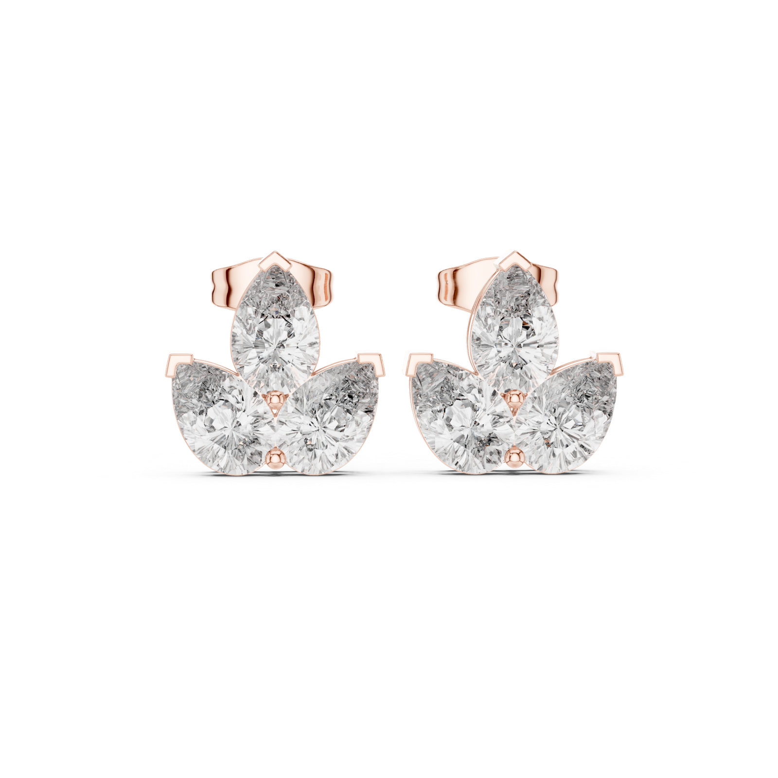 Gold Earrings AGDER-219, Rose Gold, view 4