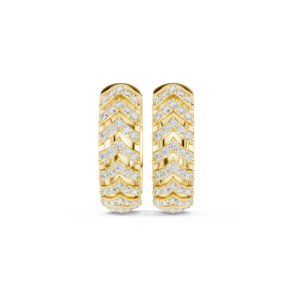 14K Solid Gold Lab Diamond Huggie Earrings, Yellow Gold