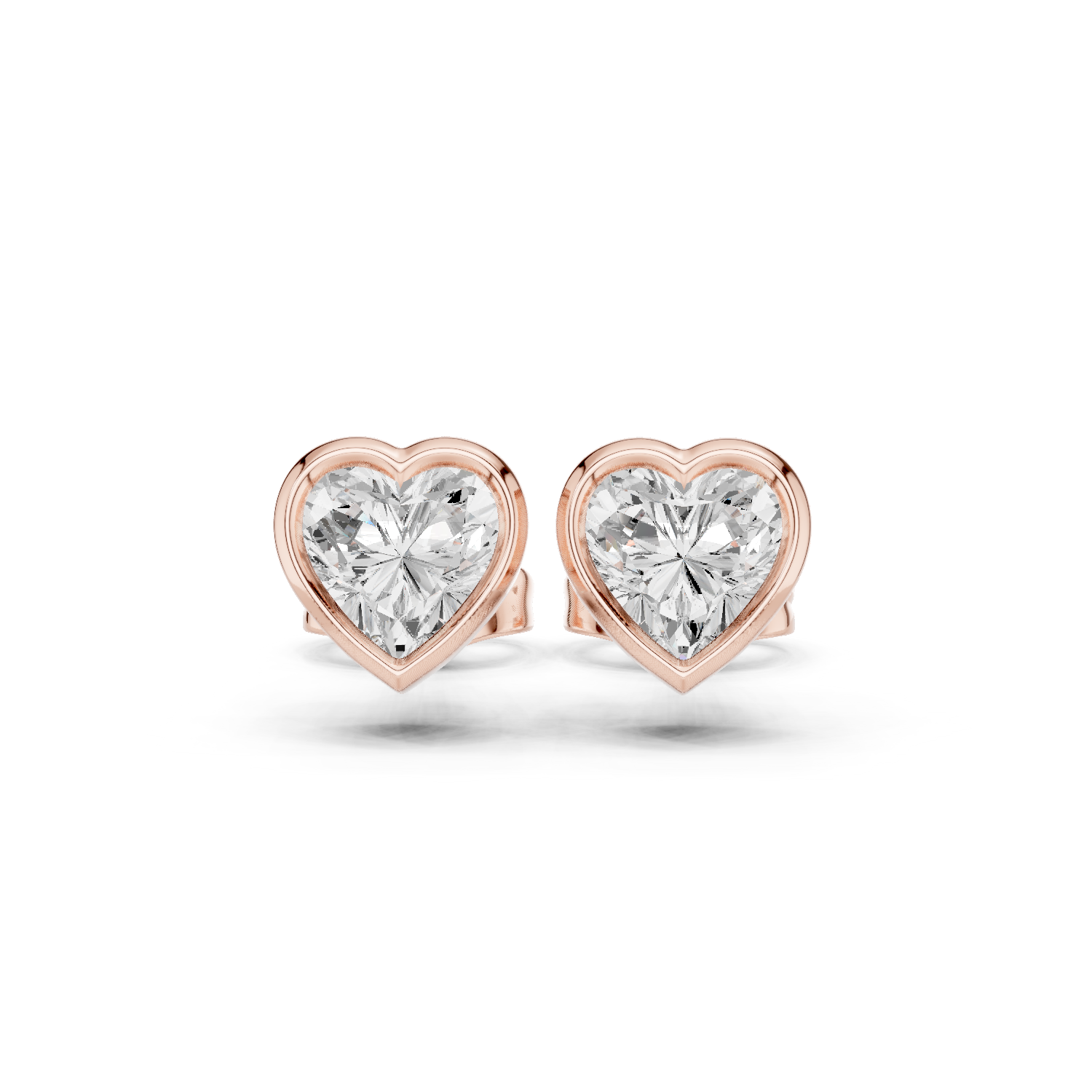 Gold Jewelry, Heart center stone, Rose Gold