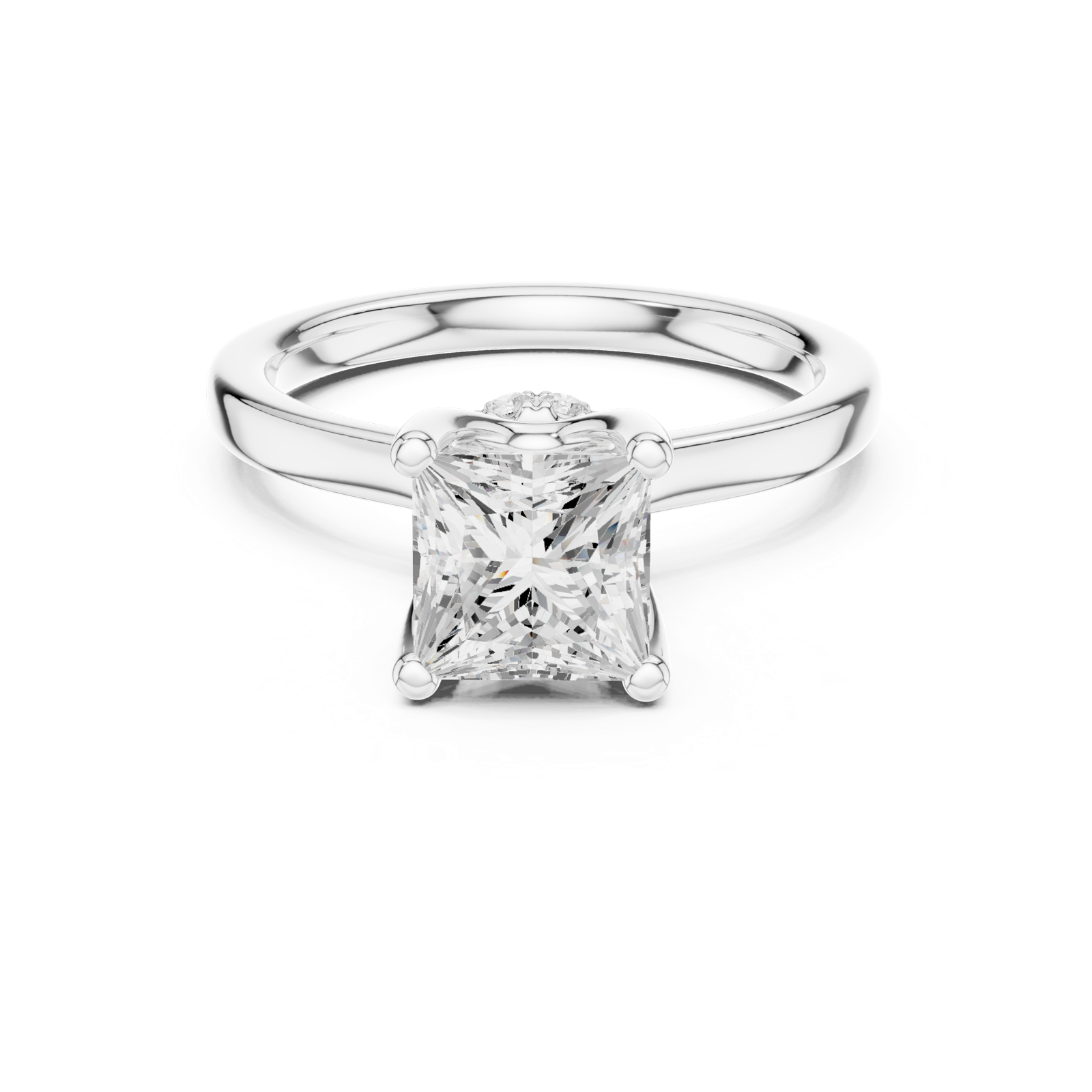 Gold Ring DDLR-176, Princess center stone, White Gold, view 4