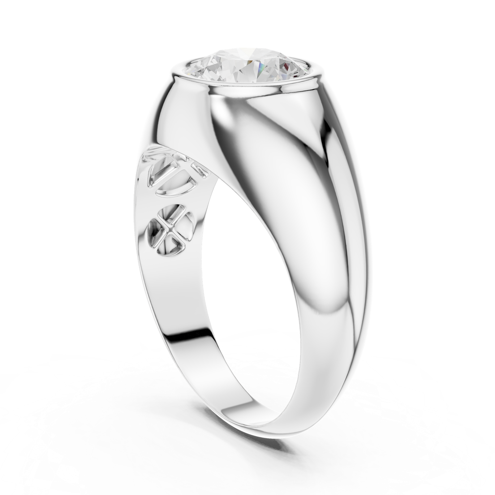 Gold Men's Ring GGR-0016, White Gold, view 1