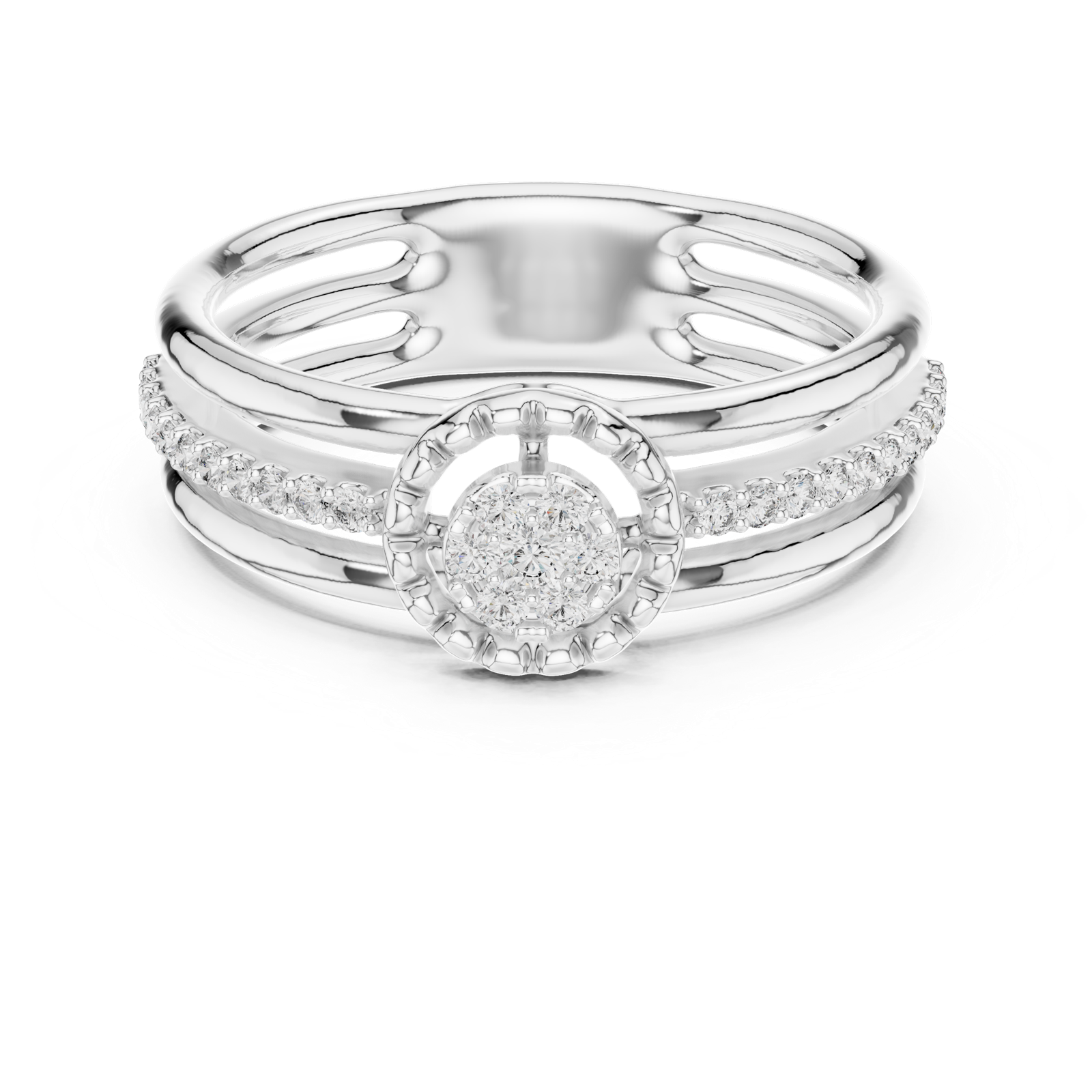 Gold Ring 12-10060@L, White Gold, view 4