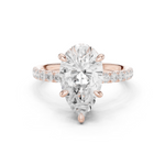 Gold Ring DDLR-259, Pear center stone, Rose Gold