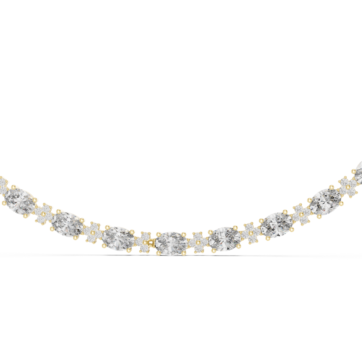 14K Solid Gold Lab Diamond Tennis Necklace, Yellow Gold, view 4