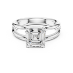 Gold Jewelry L36-9, Asscher center stone, White Gold, view 4
