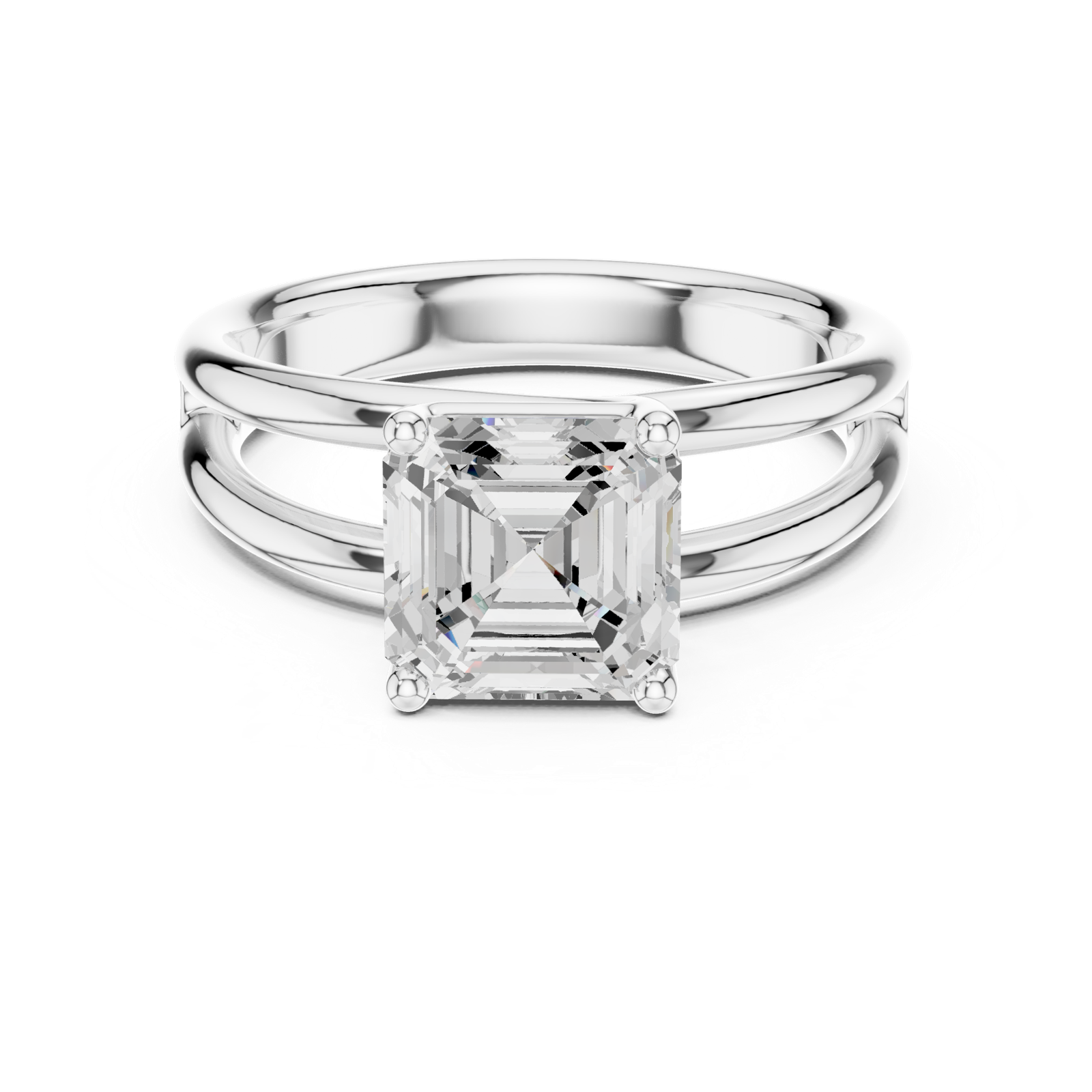 Gold Jewelry L36-9, Asscher center stone, White Gold, view 4