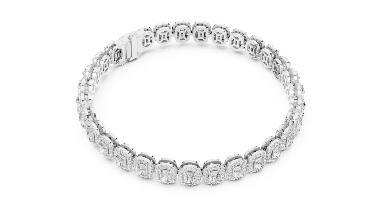 14K Solid Gold Lab Diamond Bracelet, White Gold, view 2