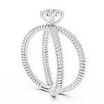 14K Solid Gold Lab Diamond Crossover Ring, White Gold, view 1