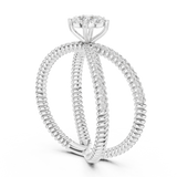 14K Solid Gold Lab Diamond Crossover Ring, White Gold, view 1