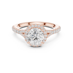 Gold Ring DDLR-043, Round center stone, Rose Gold, view 4