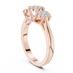 14K Solid Gold Lab Diamond Three-Stone Ring, Rose Gold, view 1