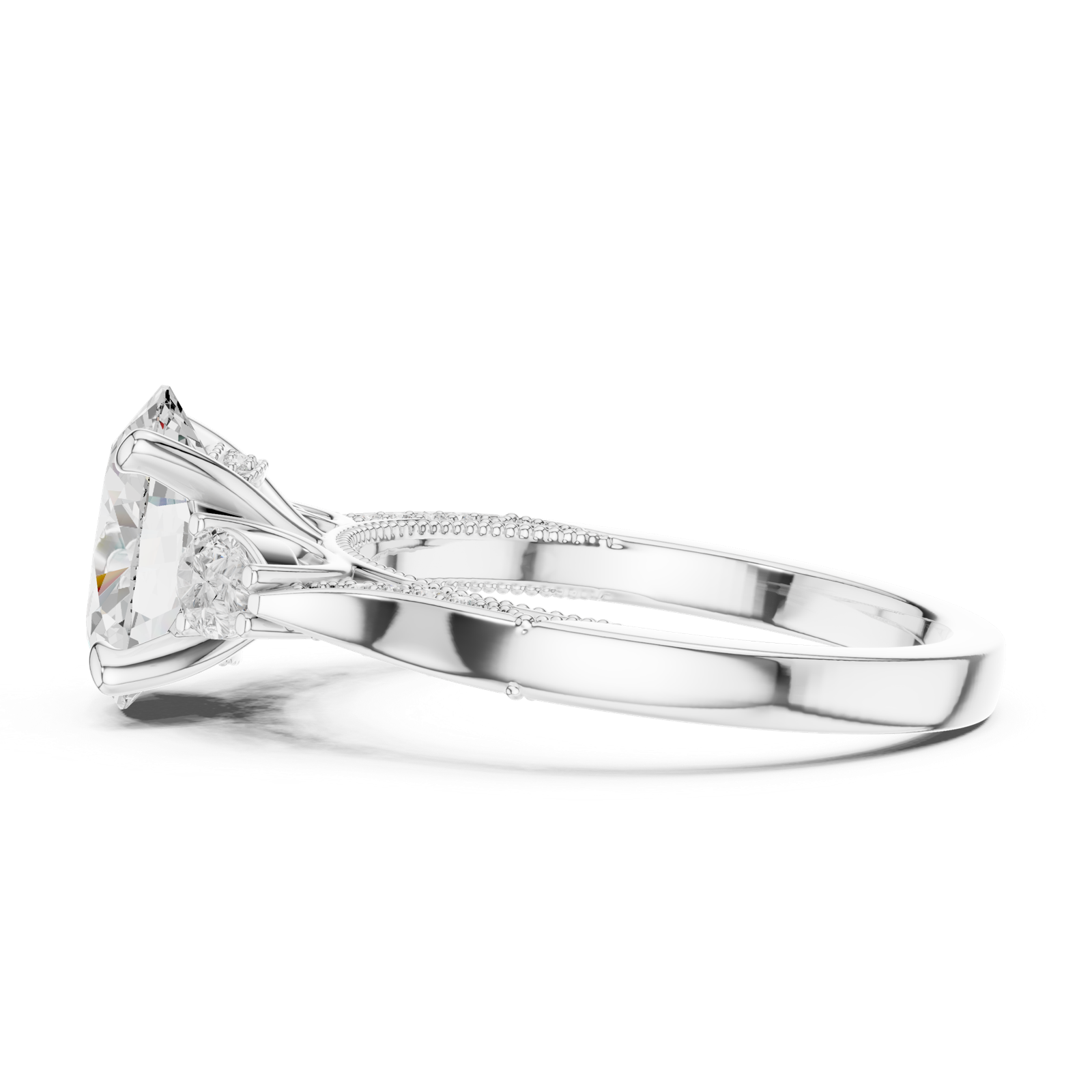 Gold Ring DDLR-1042, White Gold, view 3