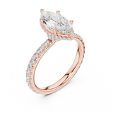 Gold Ring DDLR-165, Marquise center stone, Rose Gold, view 2