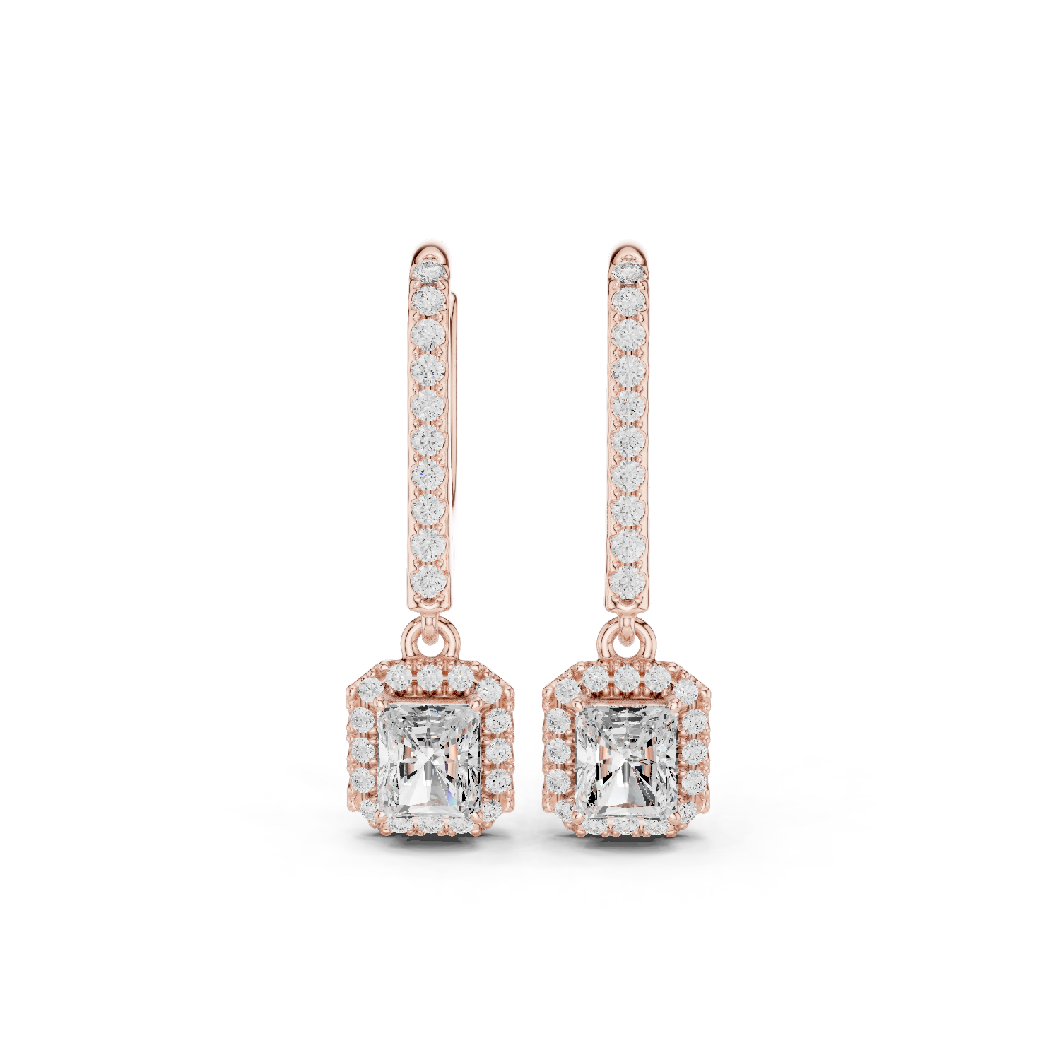 Gold Jewelry DDER-034, Radiant center stone, Rose Gold