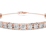 14K Solid Gold Lab Diamond Bracelet, Rose Gold, view 4
