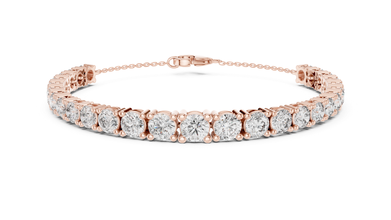 14K Solid Gold Lab Diamond Bracelet, Rose Gold, view 4