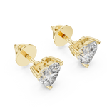14K Solid Gold Lab Diamond Heart Stud Earrings, Yellow Gold, view 2