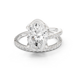 Gold Jewelry L35-39, Oval center stone, White Gold