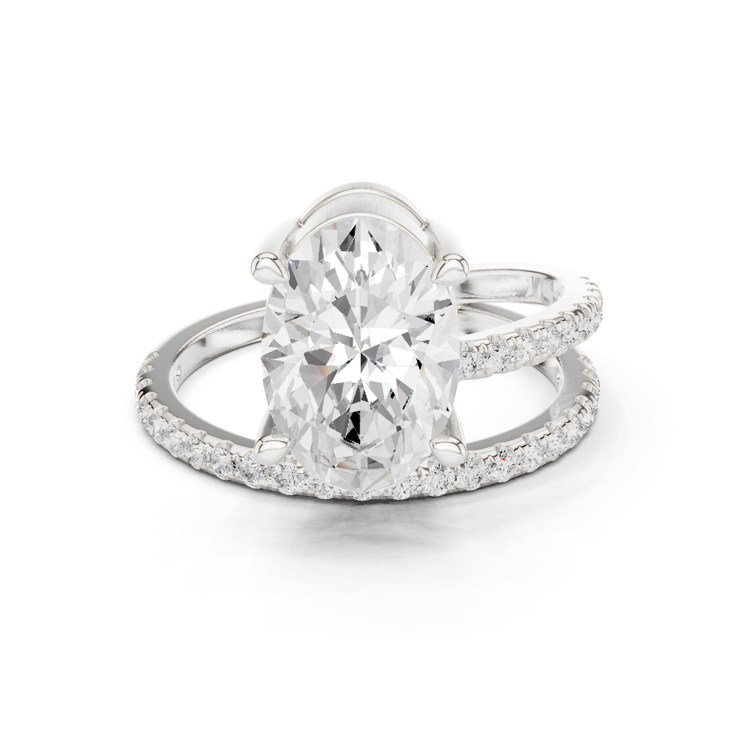Gold Jewelry L35-39, Oval center stone, White Gold