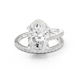 Gold Jewelry L35-39, Oval center stone, White Gold