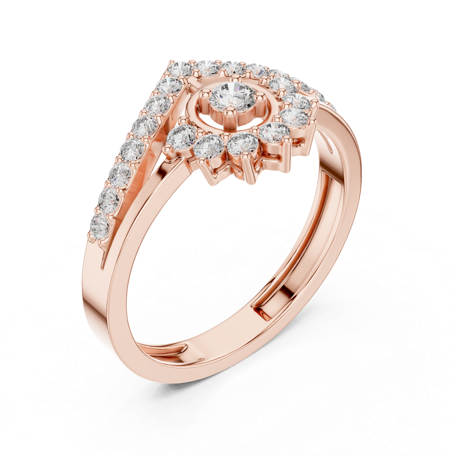 Gold Ring ALR-159, Rose Gold, view 2
