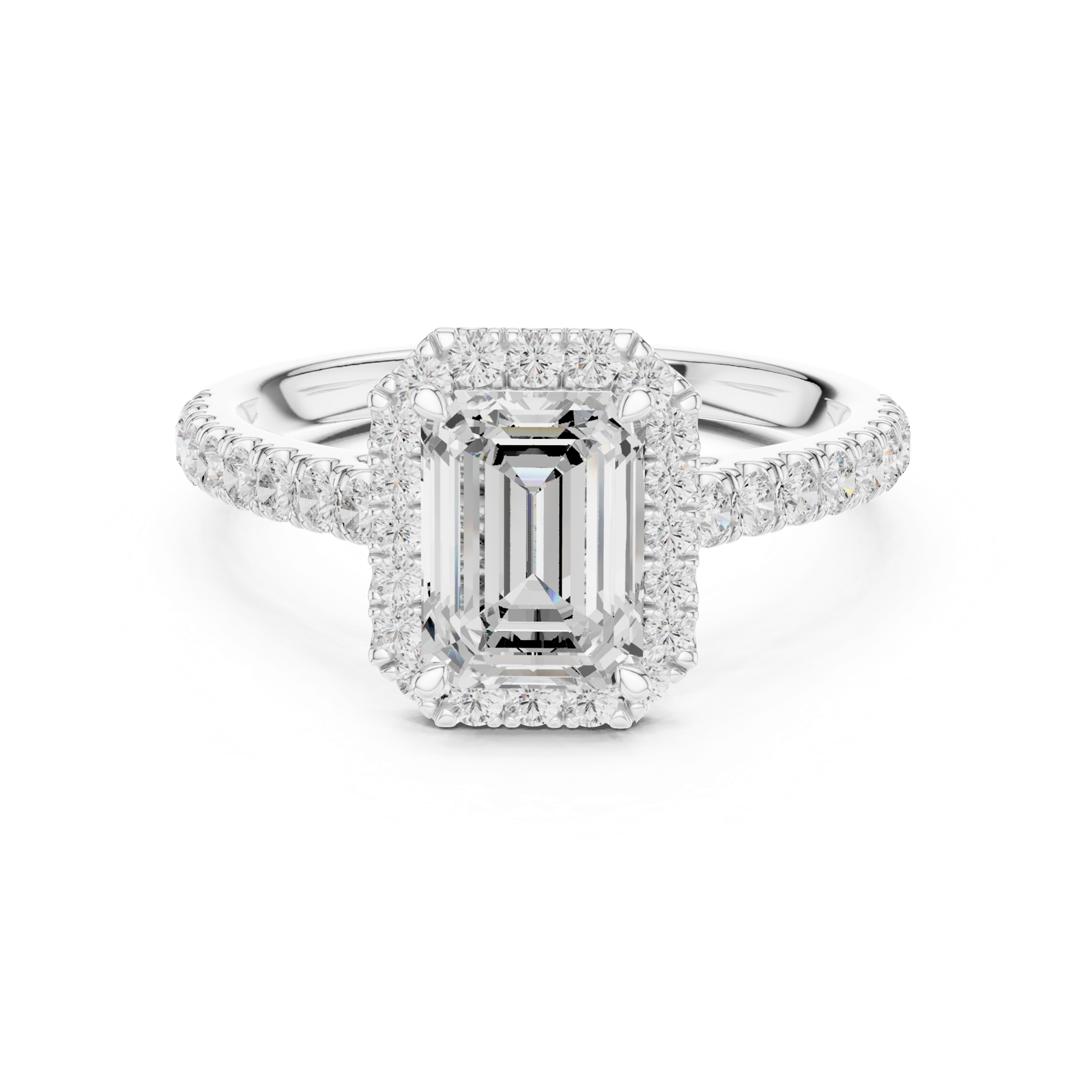 Gold Ring DDLR-118, Emerald center stone, White Gold, view 4