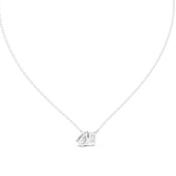 14K Solid Gold Lab Diamond Pendant Necklace, White Gold, view 4
