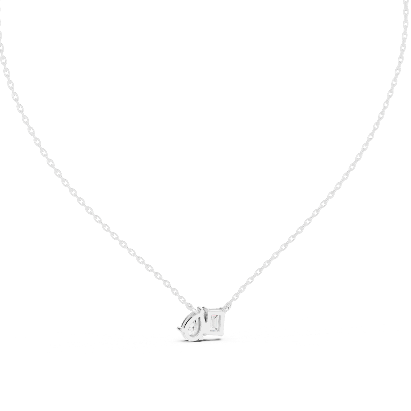 14K Solid Gold Lab Diamond Pendant Necklace, White Gold, view 4