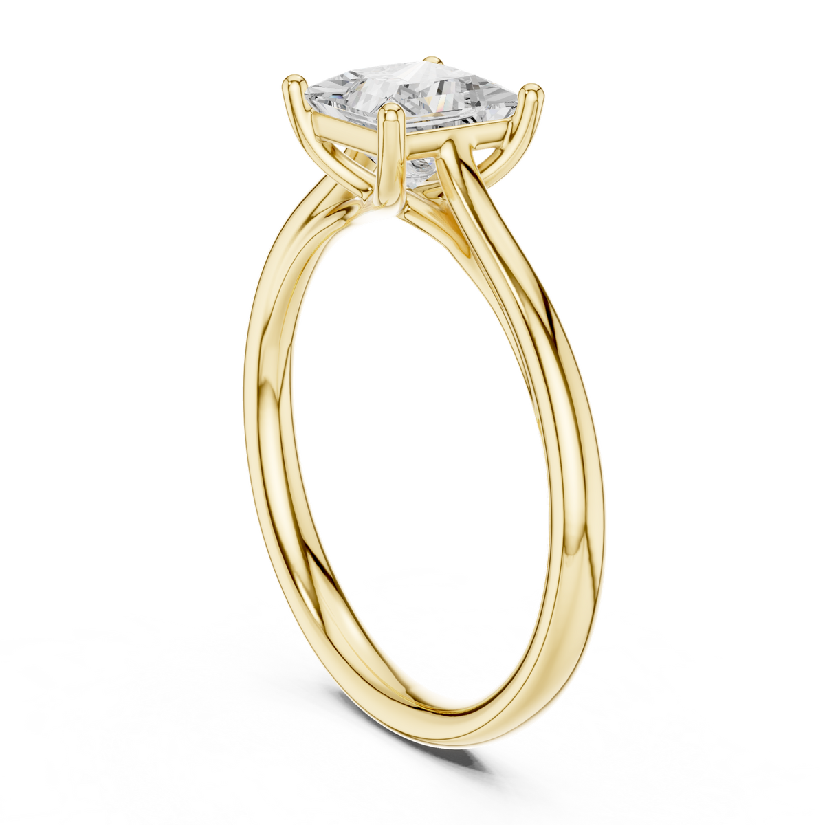 14K Solid Gold Lab Diamond Solitaire Ring, Yellow Gold, view 1