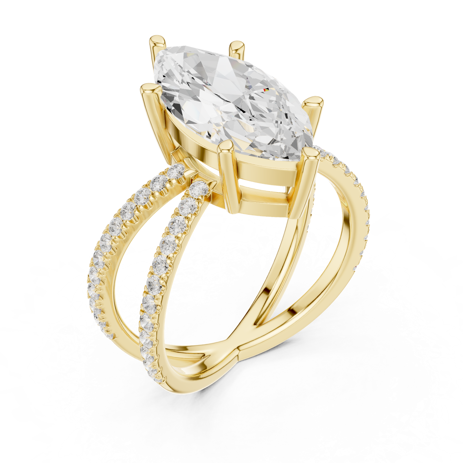 Gold Jewelry L36-25, Marquise center stone, Yellow Gold, view 2