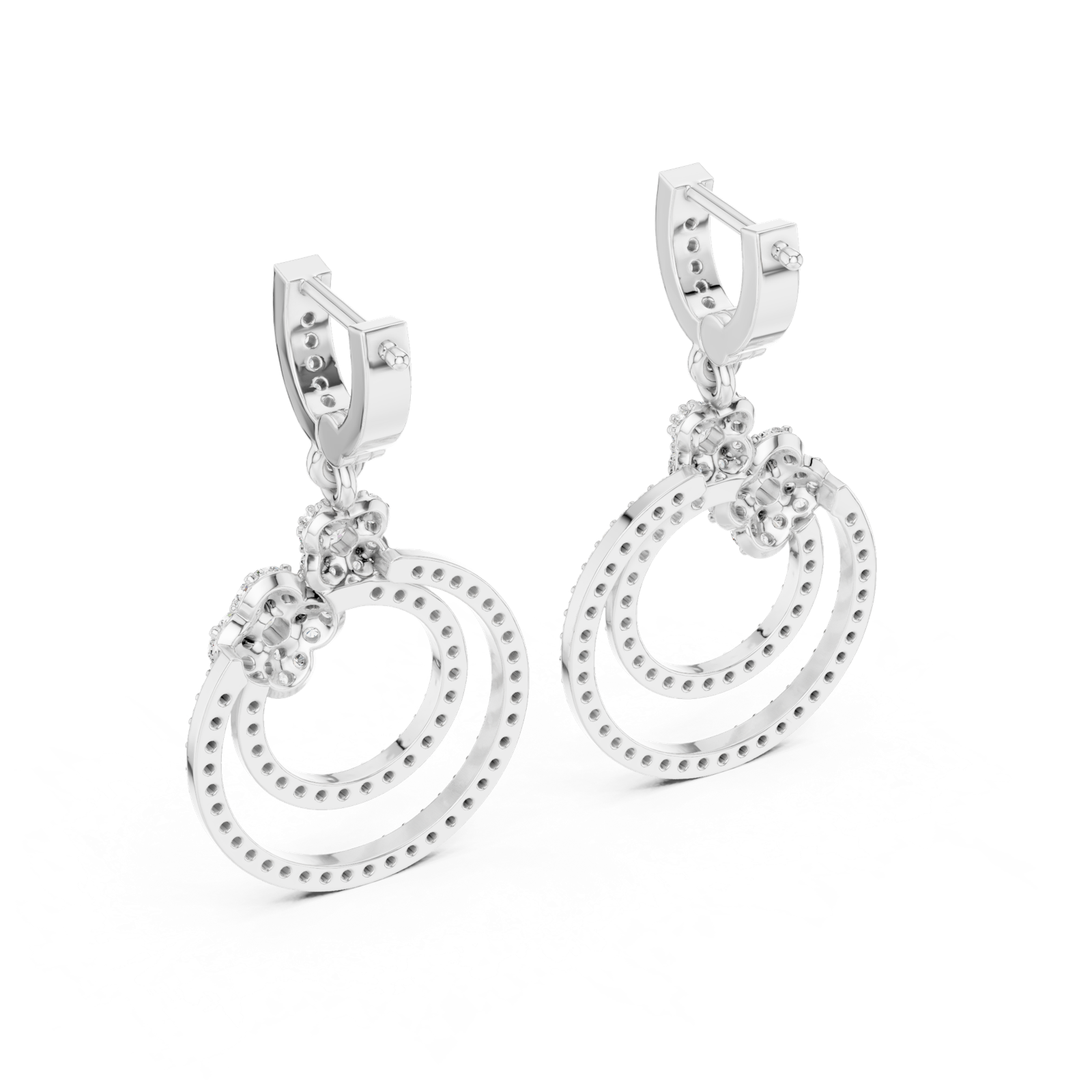 Gold Earrings L03-22, White Gold, view 3