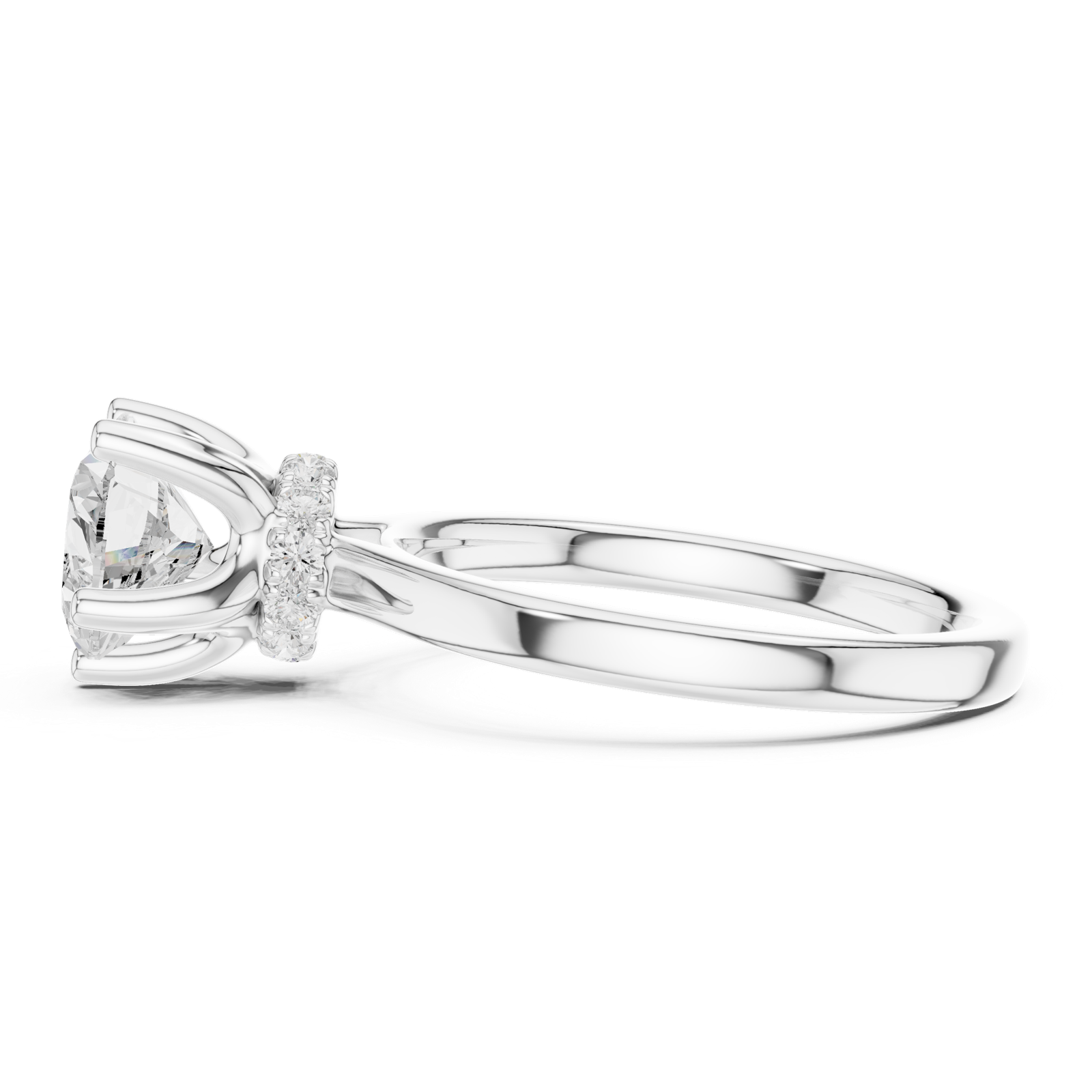 Gold Ring DDLR-176, Heart center stone, White Gold, view 3