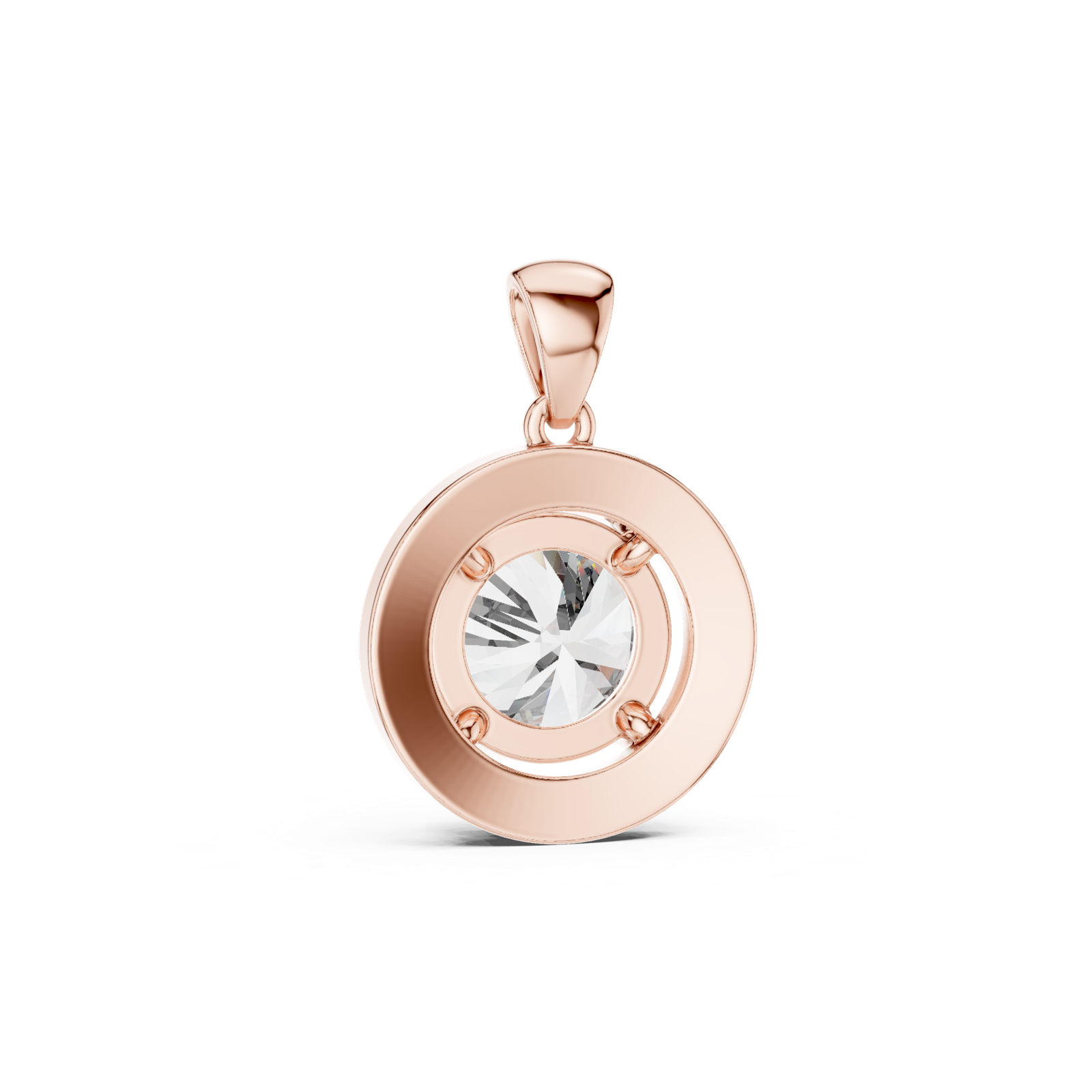 14K Solid Gold Lab Diamond Solitaire Pendant Necklace, Rose Gold