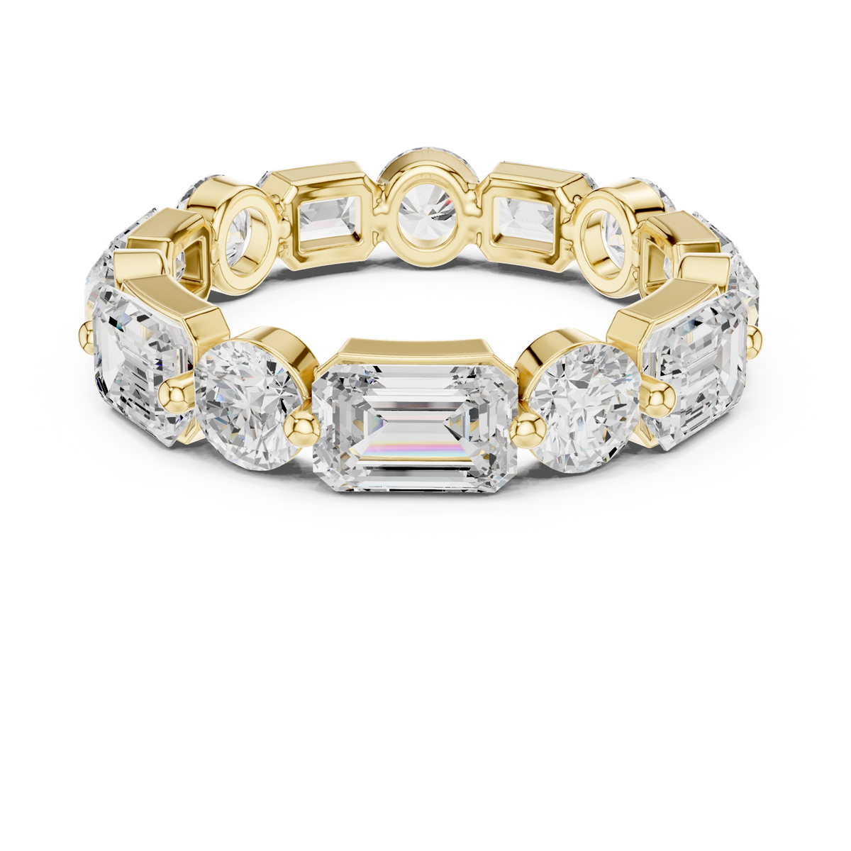 14K Solid Gold Lab Diamond Eternity Ring, Yellow Gold