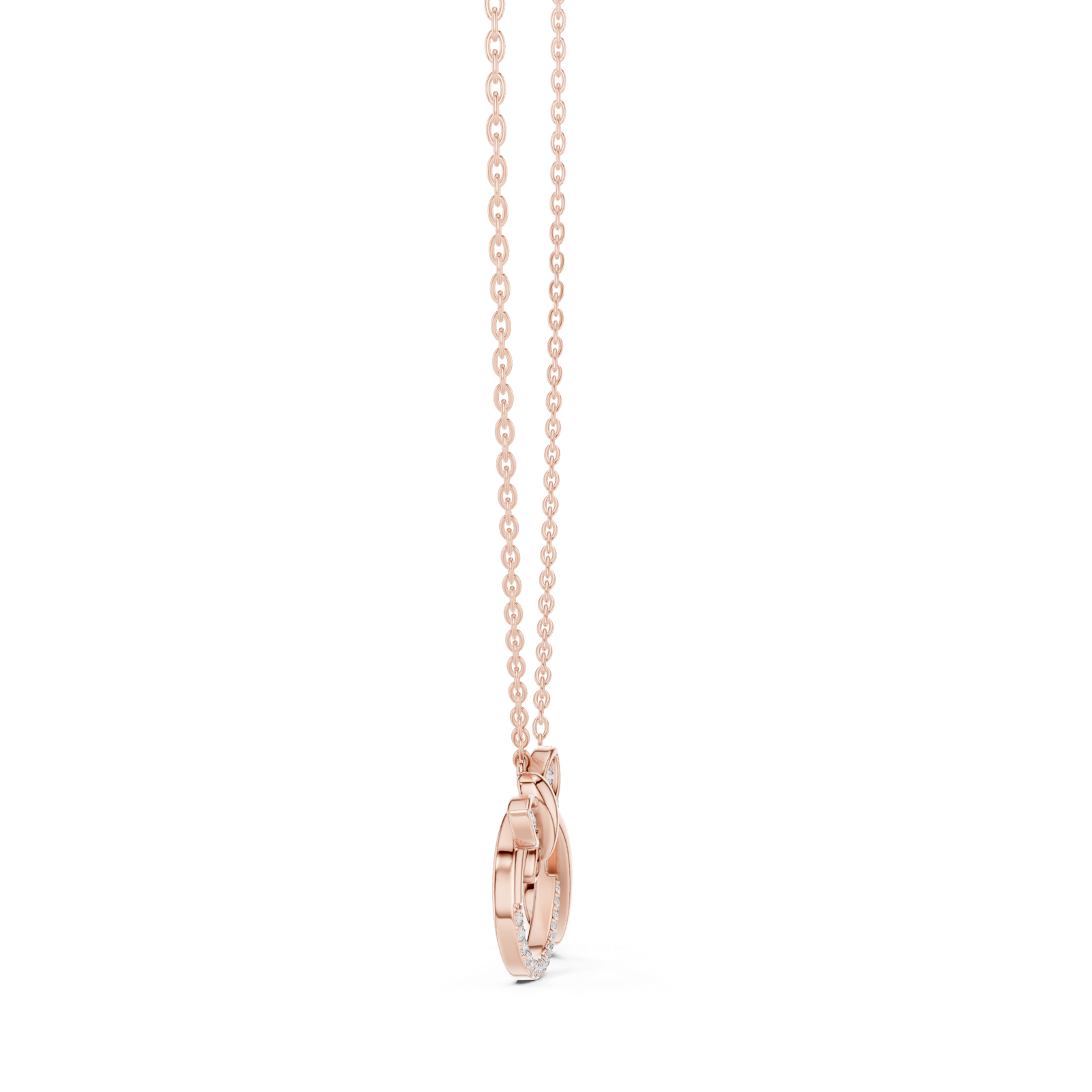 14K Solid Gold Lab Diamond Infinity Pendant Necklace, Rose Gold, view 3