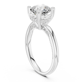 Gold Ring, Cushion center stone, White Gold, view 1