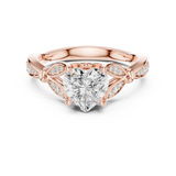 Gold Ring DDLR-257, Heart center stone, Rose Gold, view 4