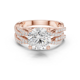Gold Ring DDLR-300, Round center stone, Rose Gold
