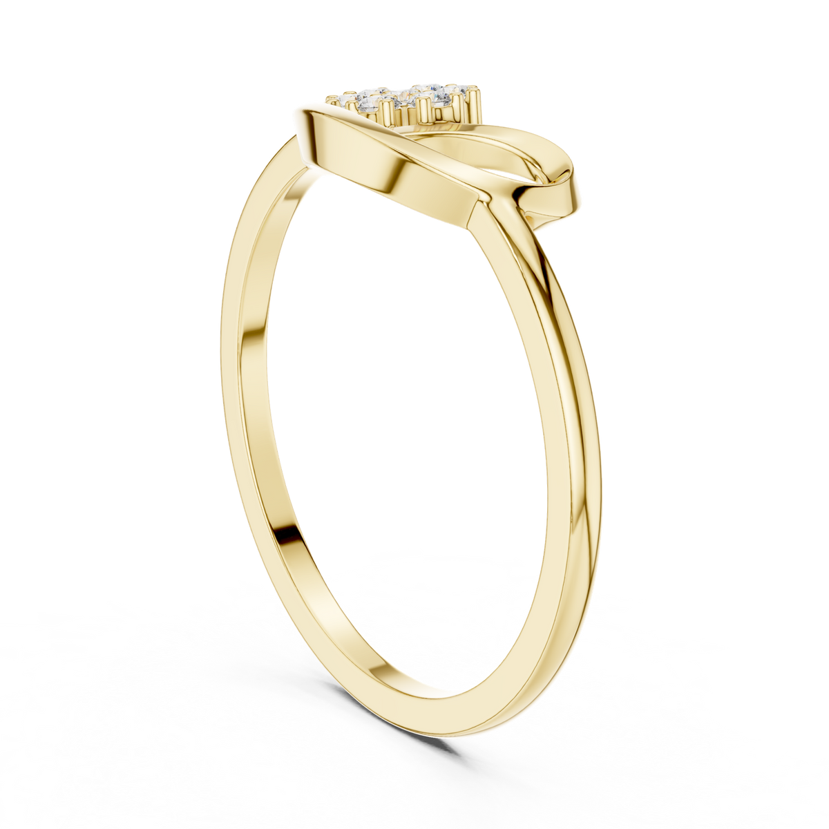 14K Solid Gold Lab Diamond Leaf Cluster Ring, Yellow Gold, view 1