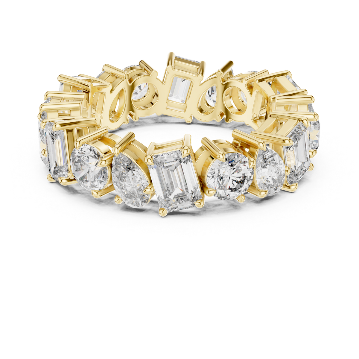 14K Solid Gold Lab Diamond Eternity Ring, Yellow Gold