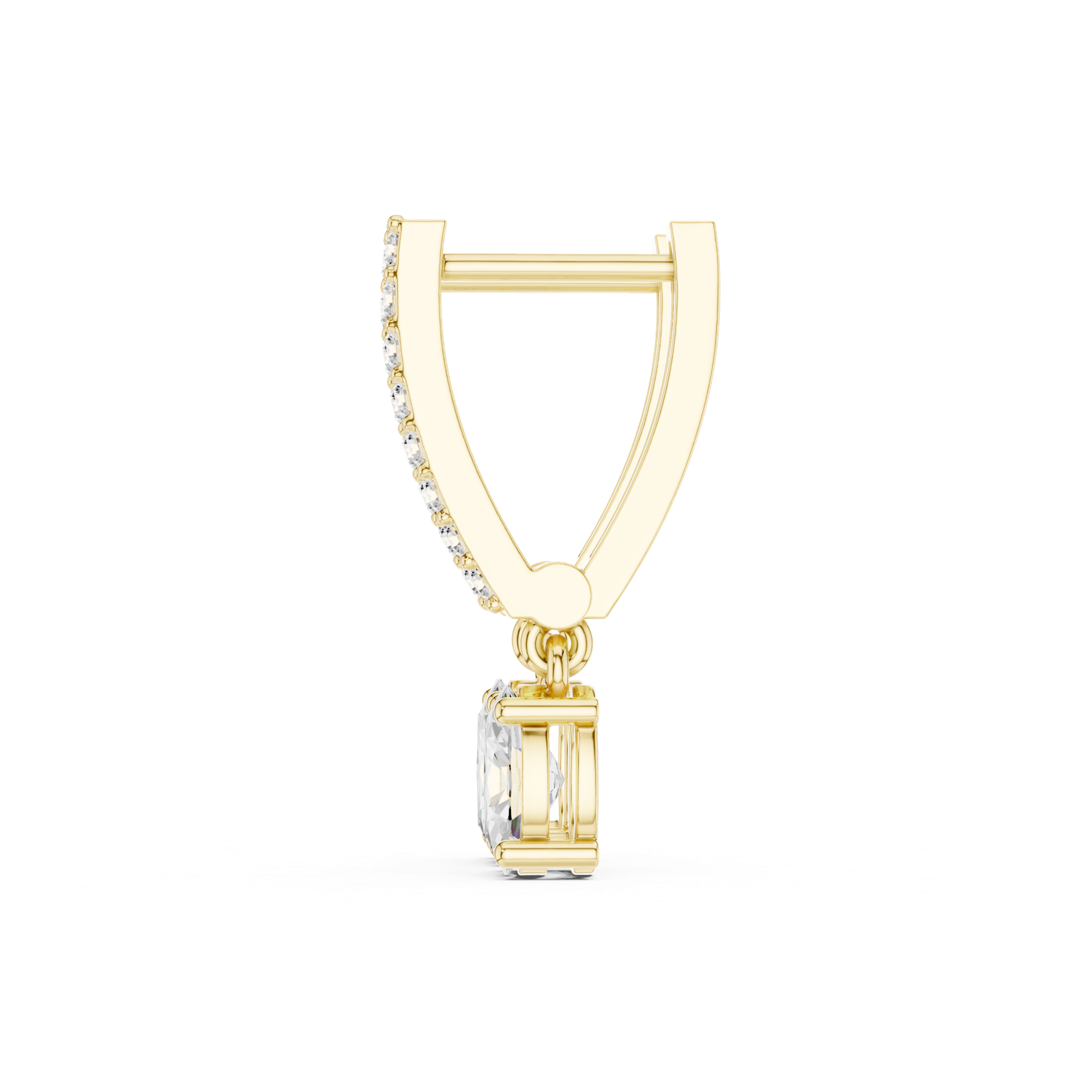 14K Solid Gold Lab Diamond Huggie Earrings, Yellow Gold, view 3
