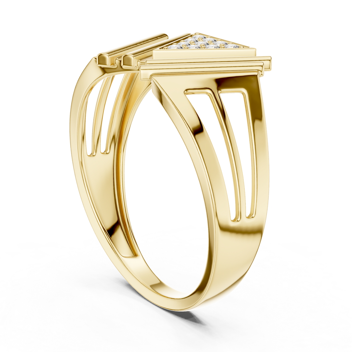 14K Solid Gold Lab Diamond Cluster Ring, Yellow Gold, view 1