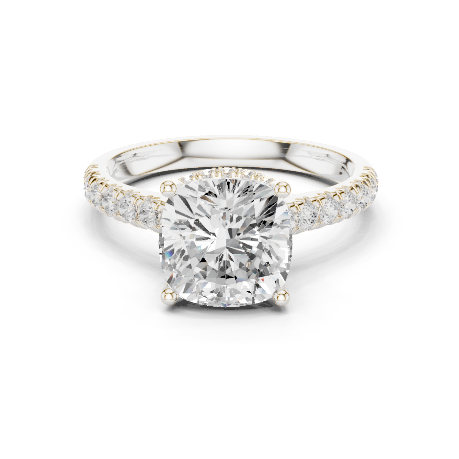 14K Solid Gold Lab Diamond Solitaire Ring, White Gold