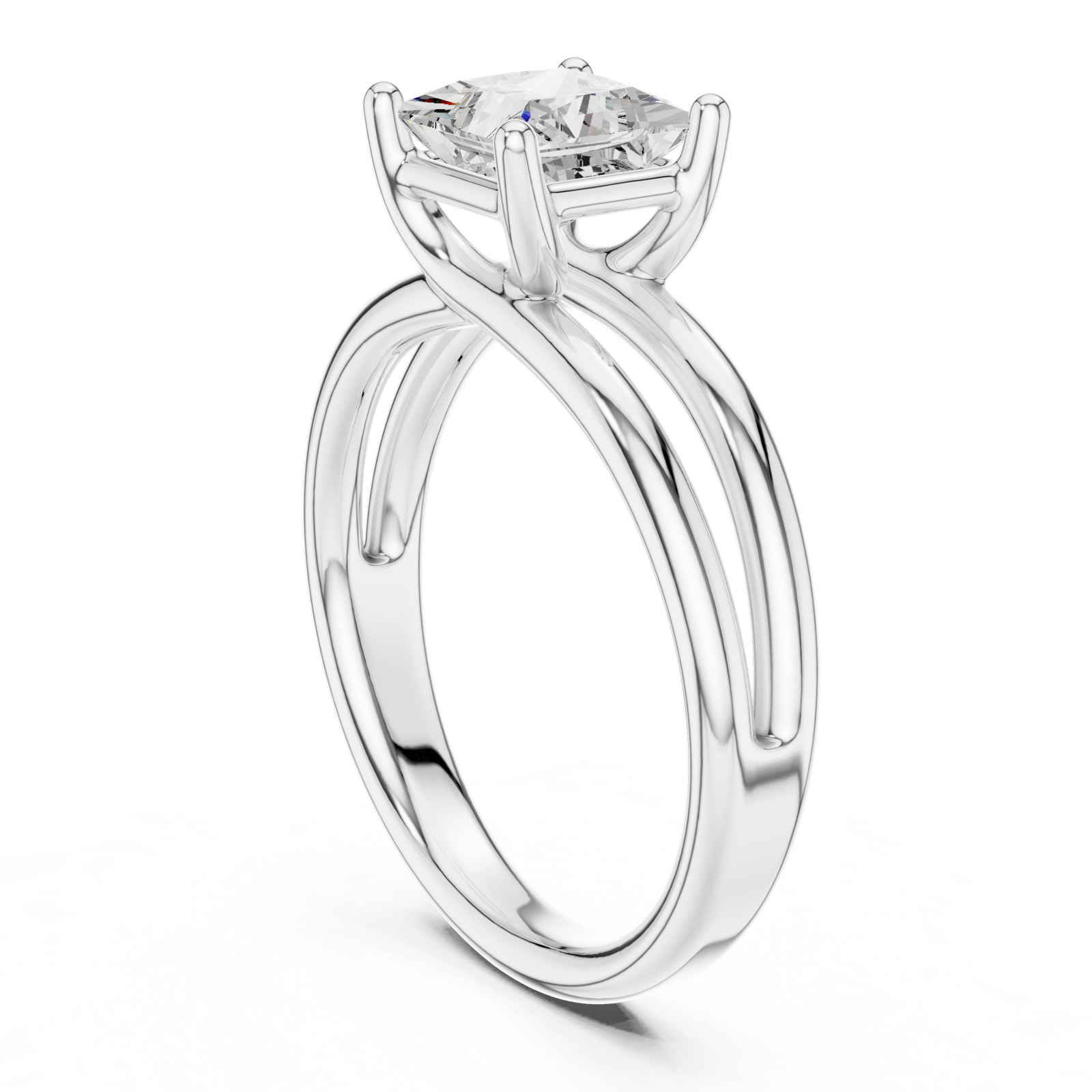 Gold Jewelry L36-9, Princess center stone, White Gold, view 1