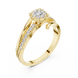 14K Solid Gold Lab Diamond Crossover Ring, Yellow Gold, view 2
