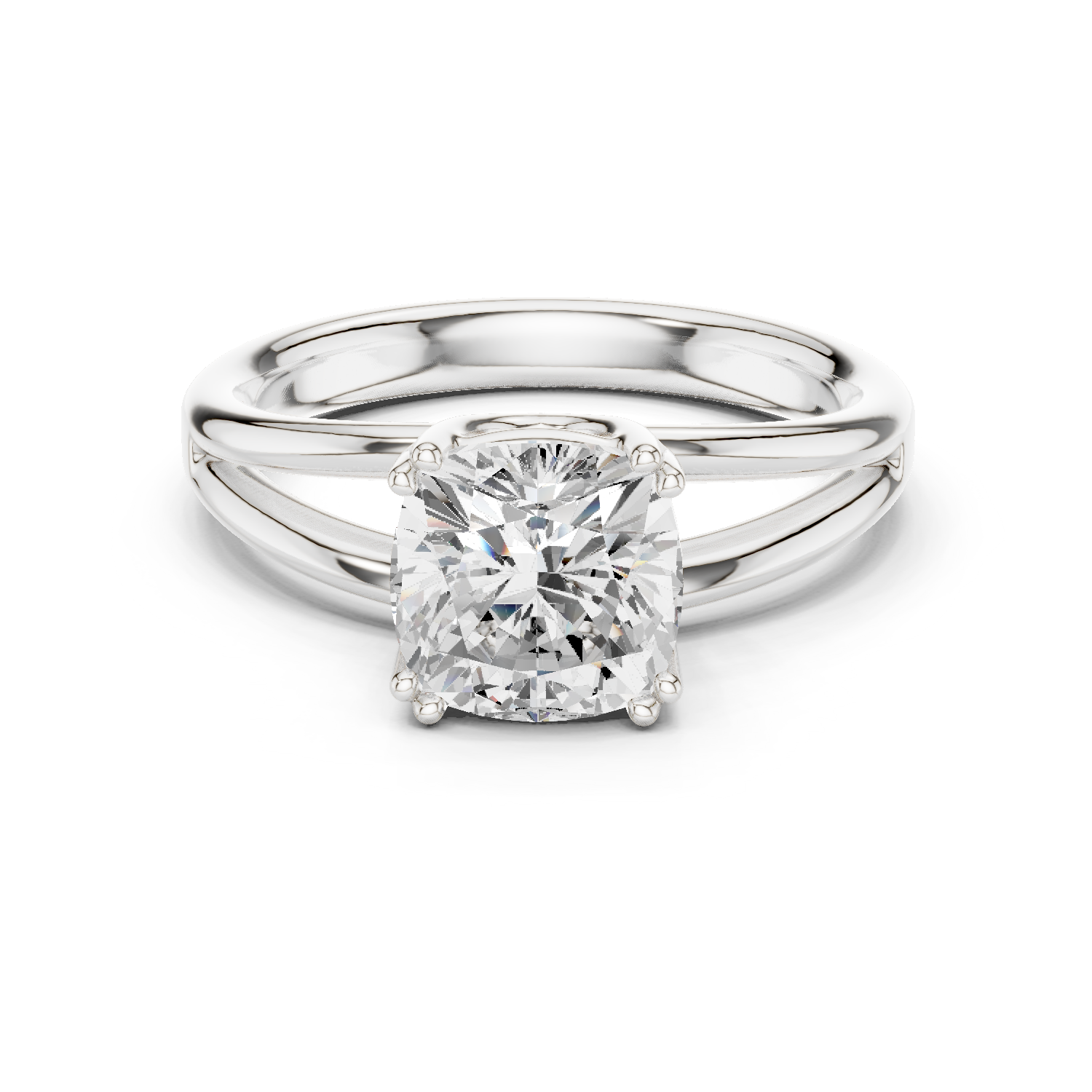 Gold Jewelry L36-7, Cushion center stone, White Gold