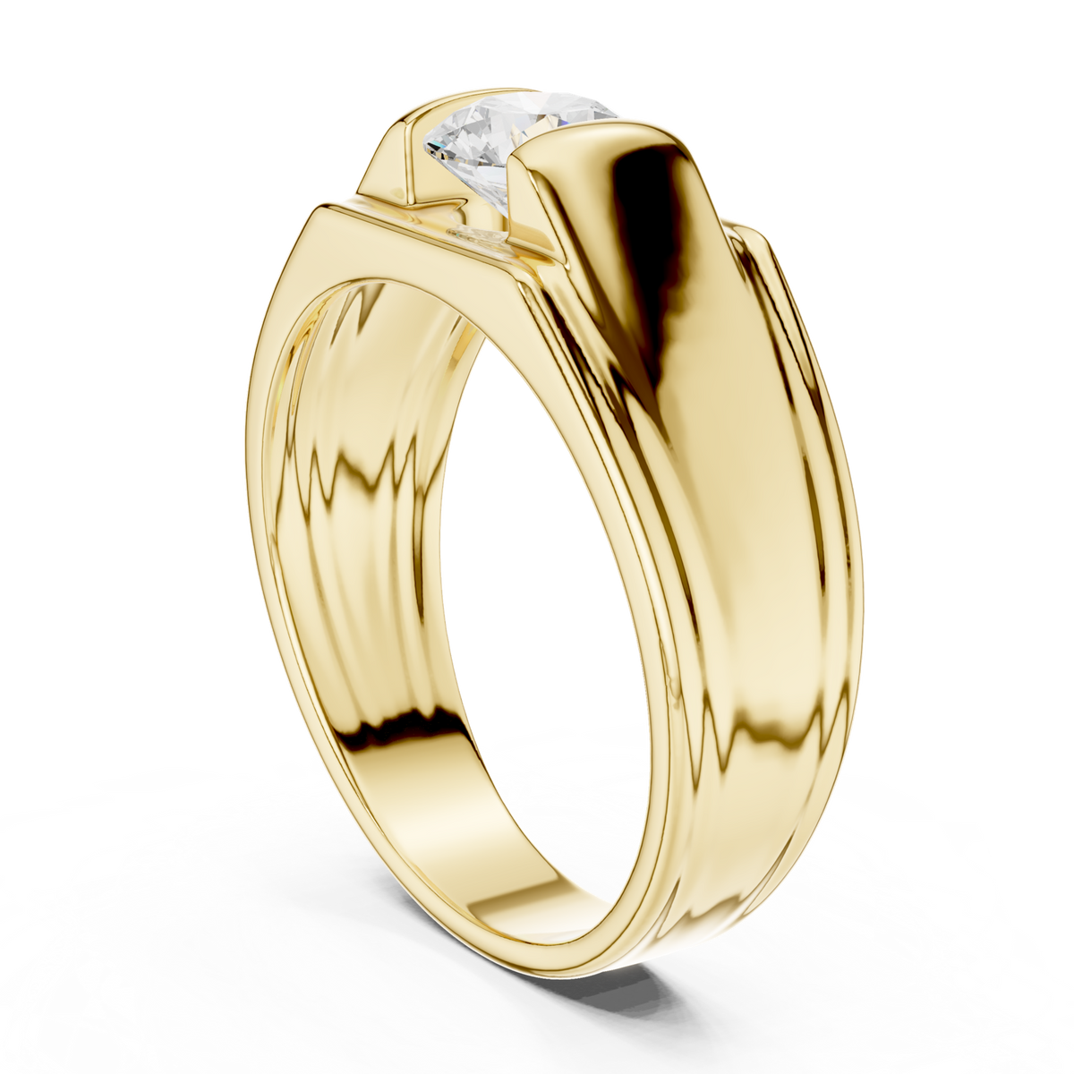 14K Solid Gold Lab Diamond Solitaire Ring, Yellow Gold, view 1