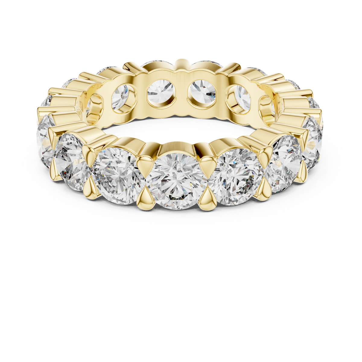 14K Solid Gold Lab Diamond Eternity Ring, Yellow Gold