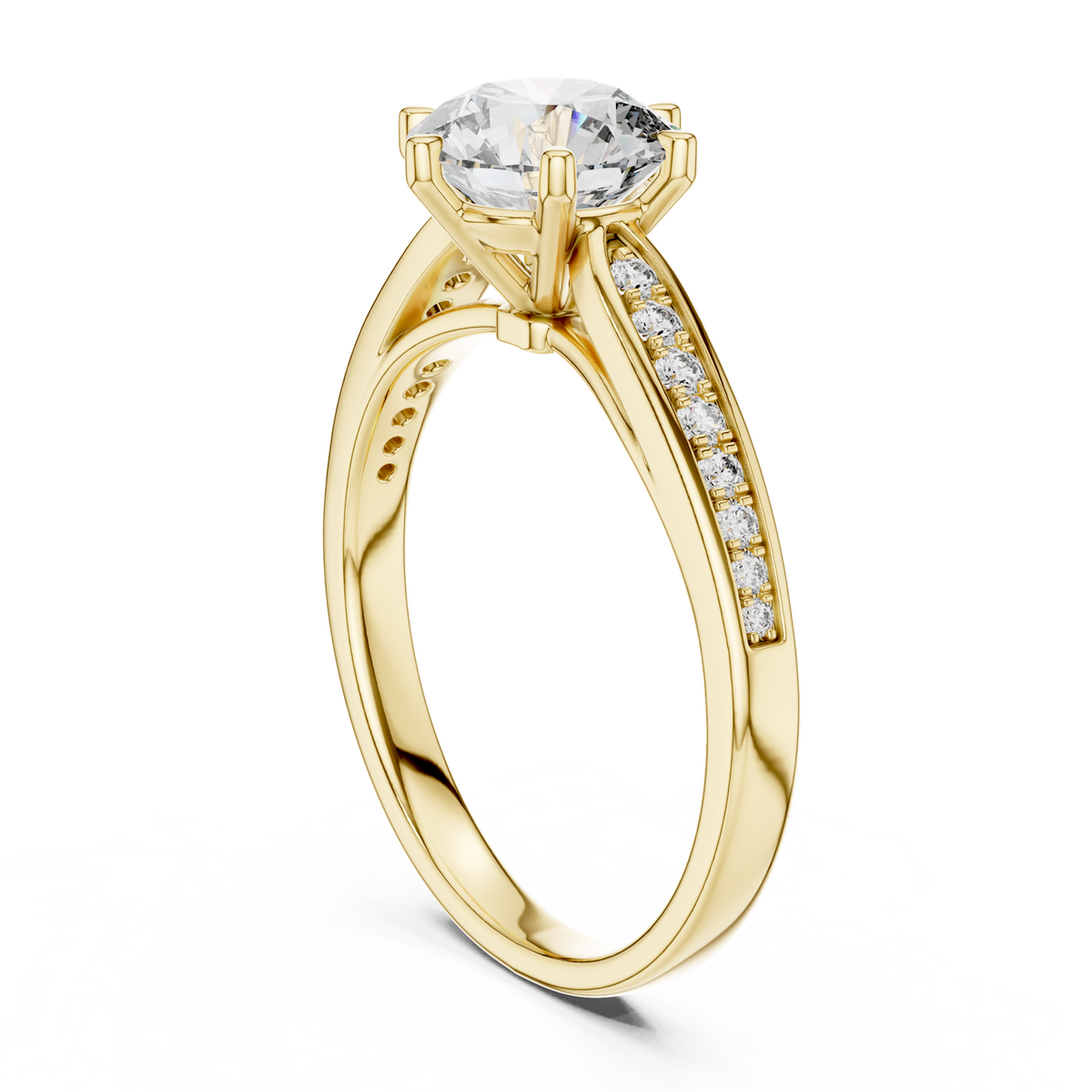 14K Solid Gold Lab Diamond Solitaire Ring, Yellow Gold, view 1