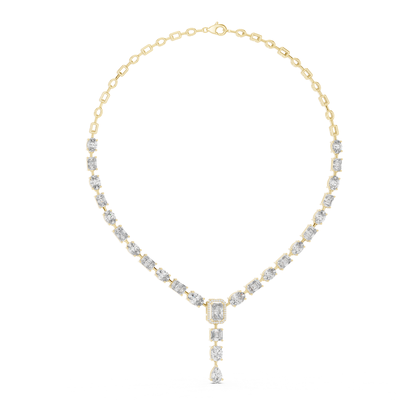 14K Solid Gold Lab Diamond Tennis Necklace, Yellow Gold, view 1